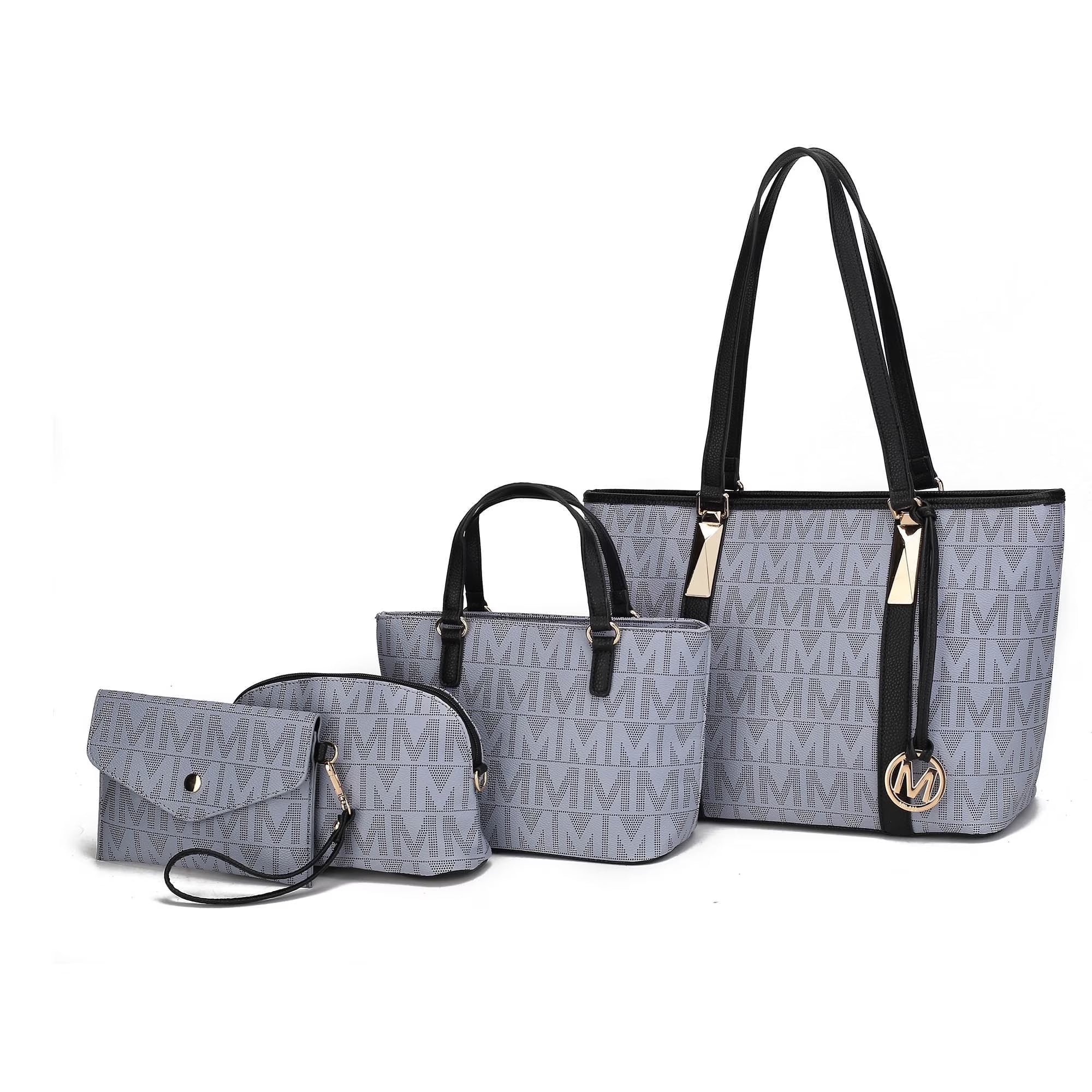Alexy Women'S Tote Bag, Small Tote Bag, Pouch Purse & Wristlet Wallet Bag 4 Pcs Handbag Set by Mia K - Purple