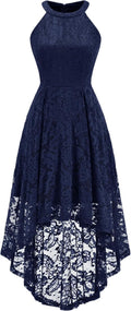 Women'S Halter Floral Lace Cocktail Party Dress Hi-Lo Bridesmaid Dress